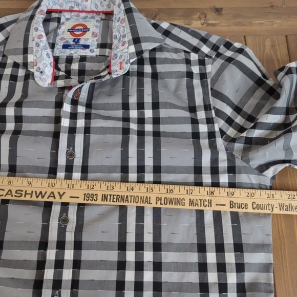 Jermyn & Bond Black White Check Modern Fit Cotton Button Down Shirt - Picture 7 of 13